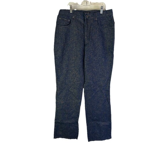 Deadstock VTG 90s Glitter Denim Jean Straight Leg Pants Rave Grunge - Picture 1 of 9